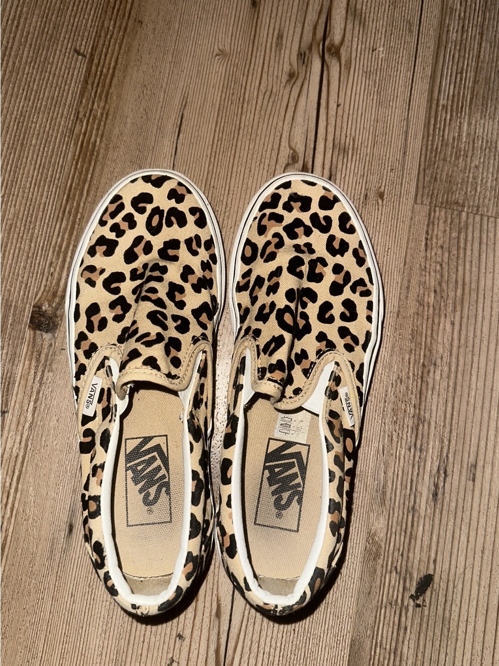 Vans Slip-On Sneakers in Leopard Print Beige and Black